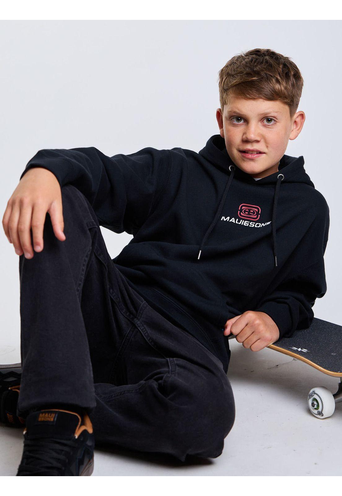 Poleron Canguro Rubber Negro Infantil Maui And Sons-5