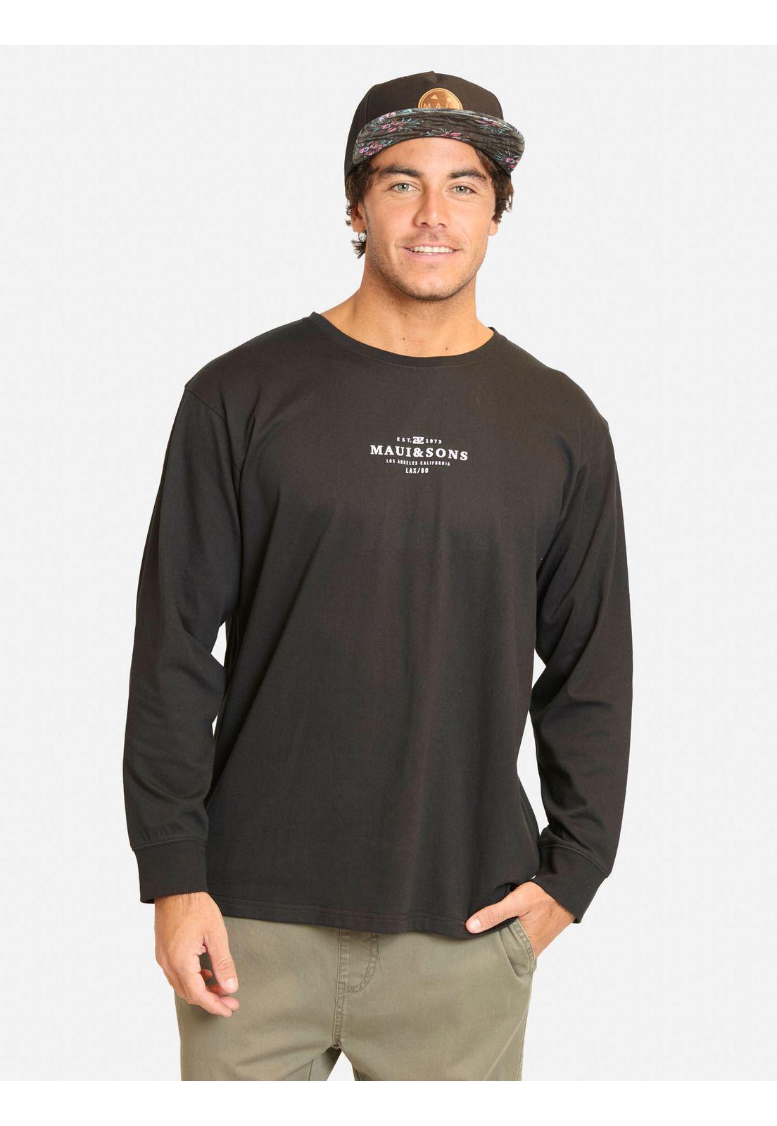 Polera ML Nisin Negro Hombre Maui And Sons-0