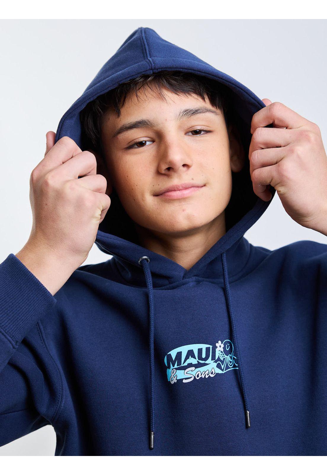 Poleron Canguro Saudade Azul Infantil Maui And Sons-4