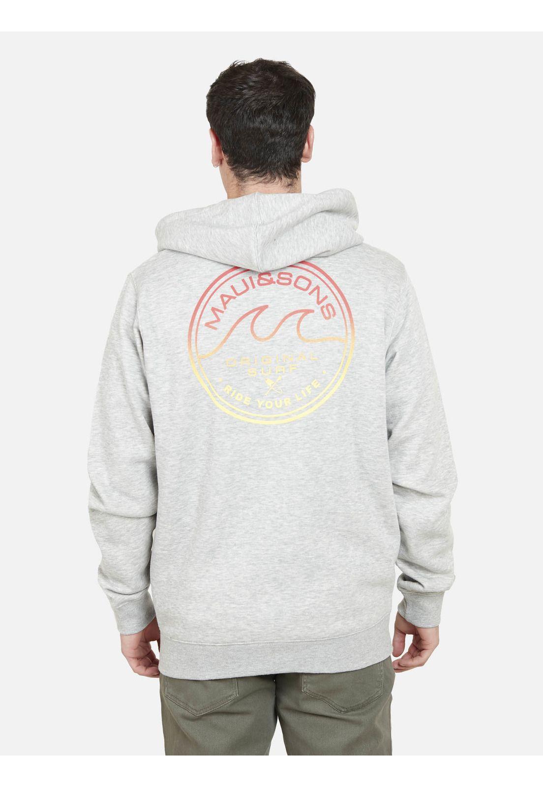 Poleron Fullzipper SURFER WAVES Hombre Gris Maui and Sons-1