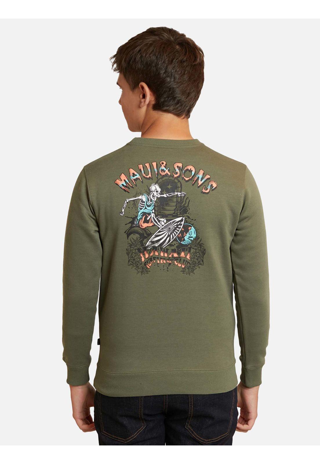 Poleron Skull Surfing On The Waves Cr Verde Infantil Maui And Sons-1
