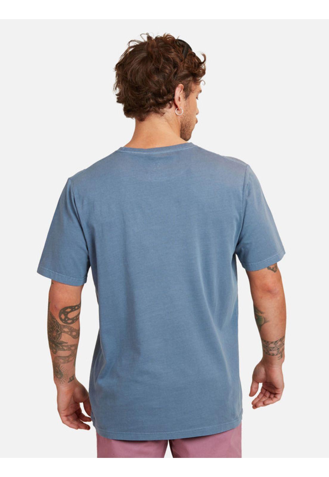 Polera Pigment Dye Pocket Flowers Tees Hombre Azul Maui And Sons-1