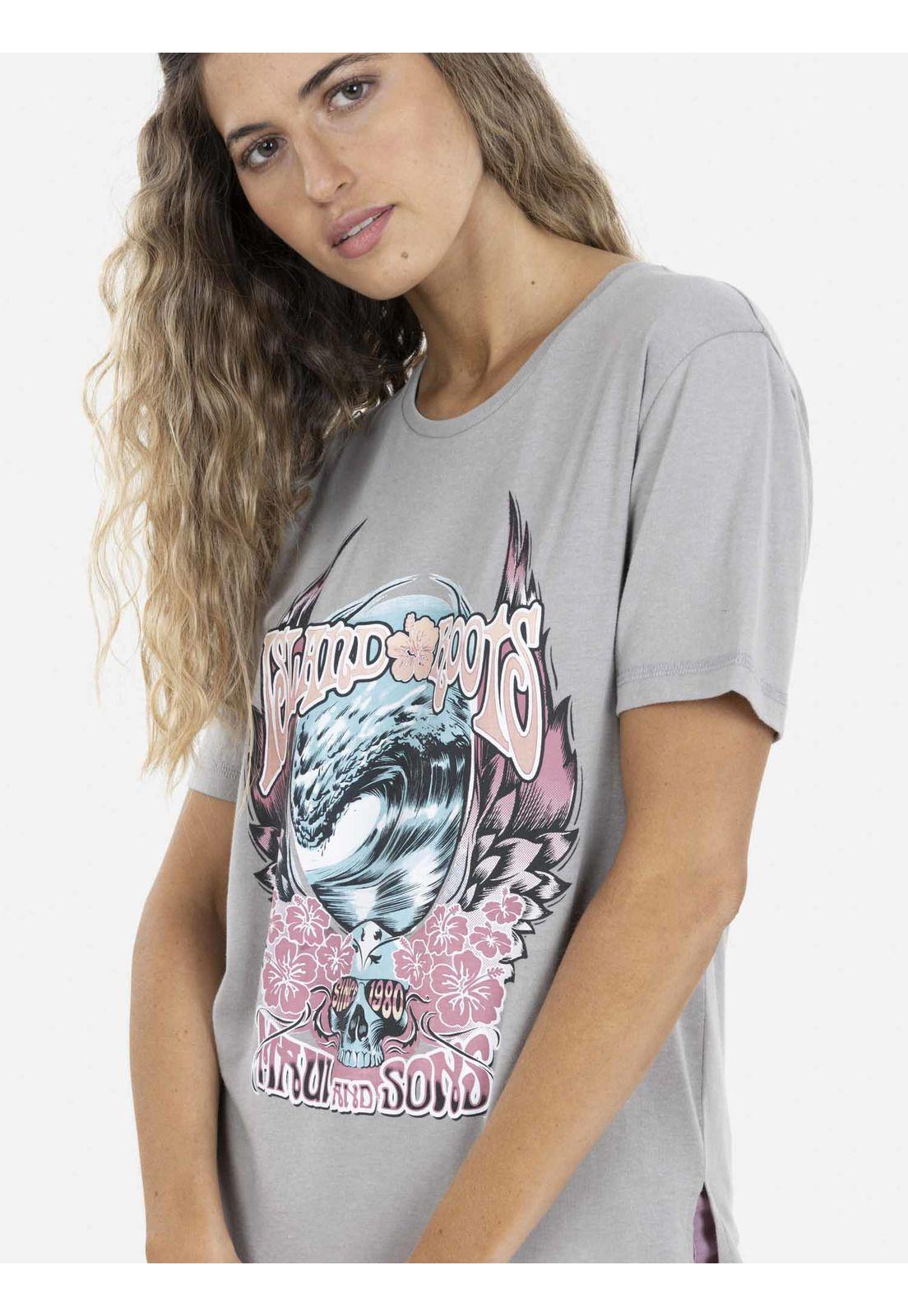 Polera ISLAND ROOTS Mujer Gris Maui and Sons-2
