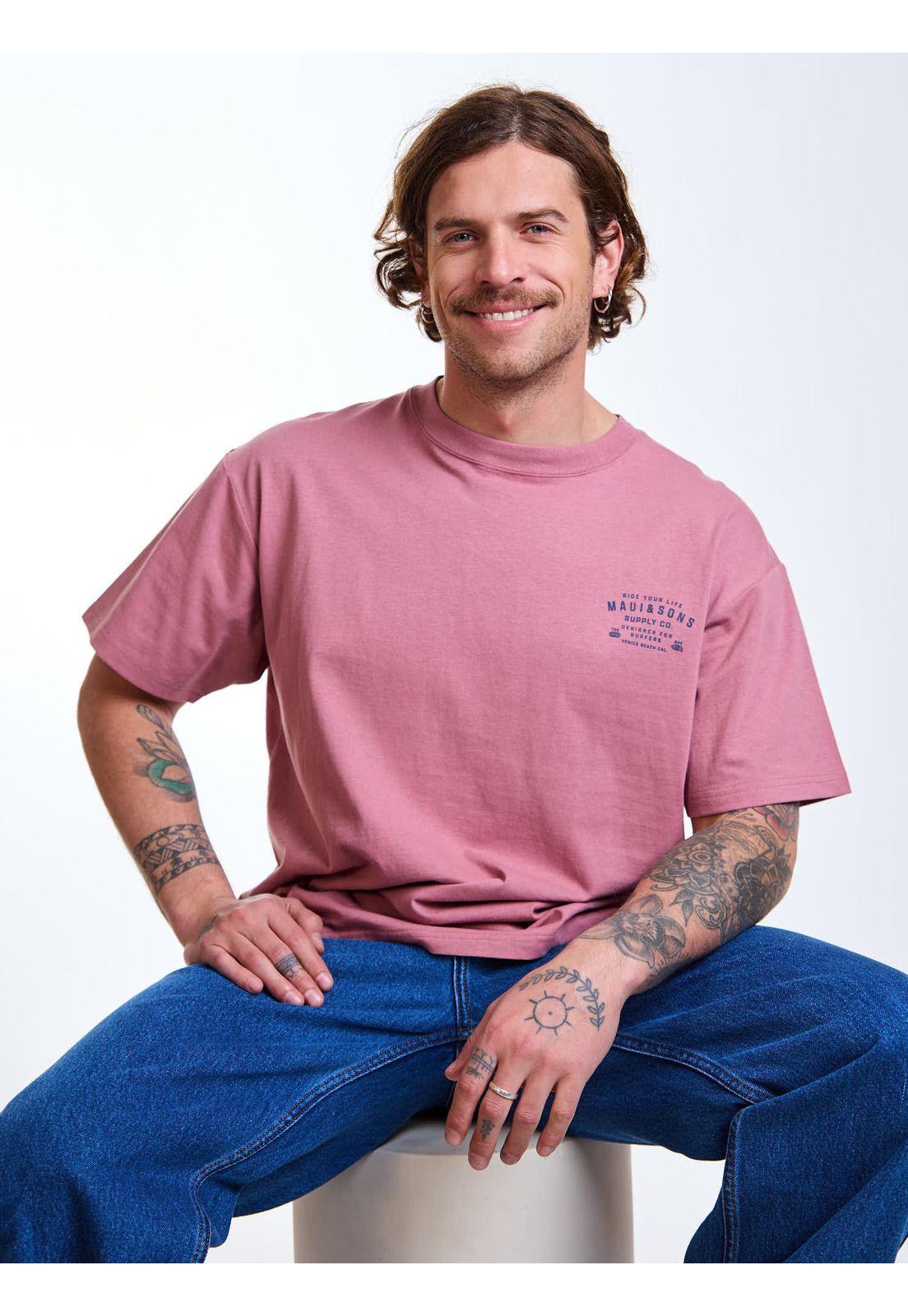Polera MC Oversize Sunset Rosado Hombre Maui and Sons-7
