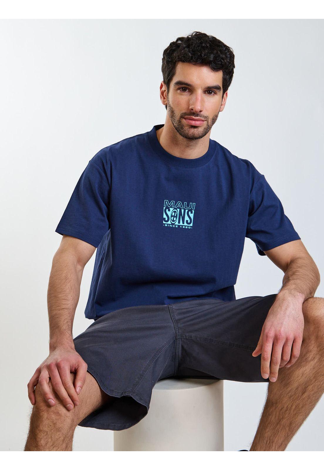 Polera MC Oversize Soul Azul Hombre Maui and Sons-6
