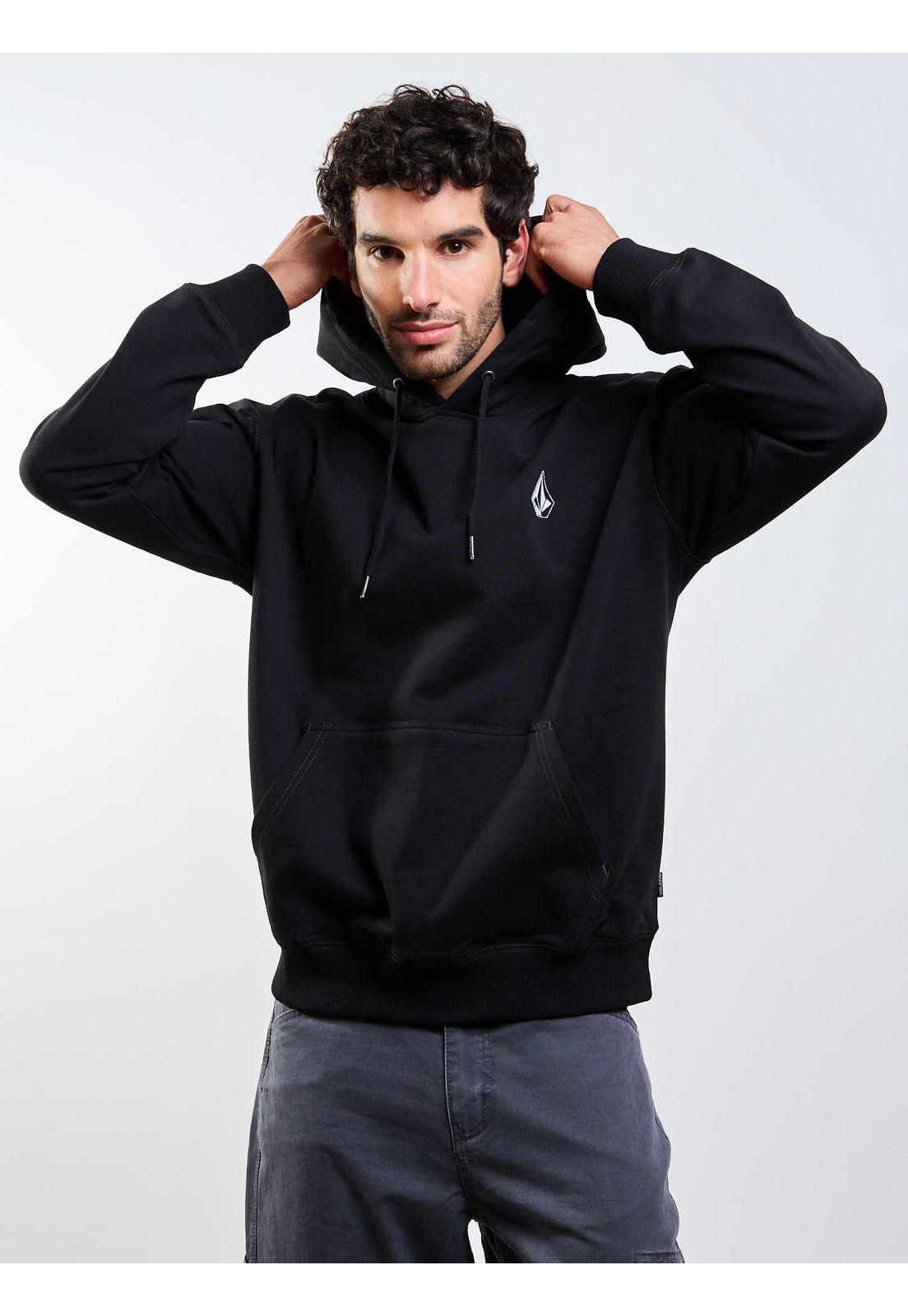 Poleron Canguro Skidder Pullover Negro Hombre Volcom-0