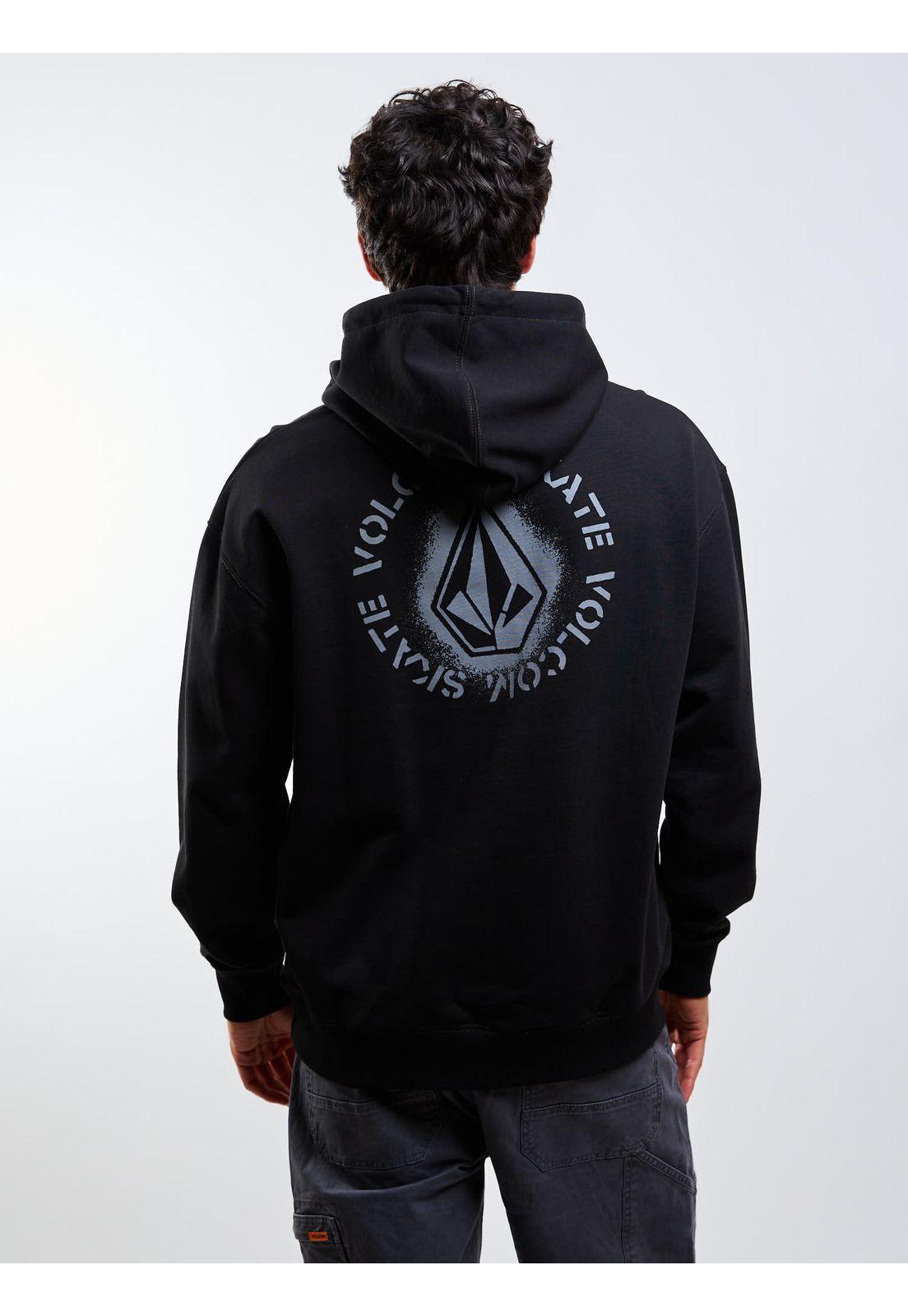 Poleron Canguro Skidder Pullover Negro Hombre Volcom-1