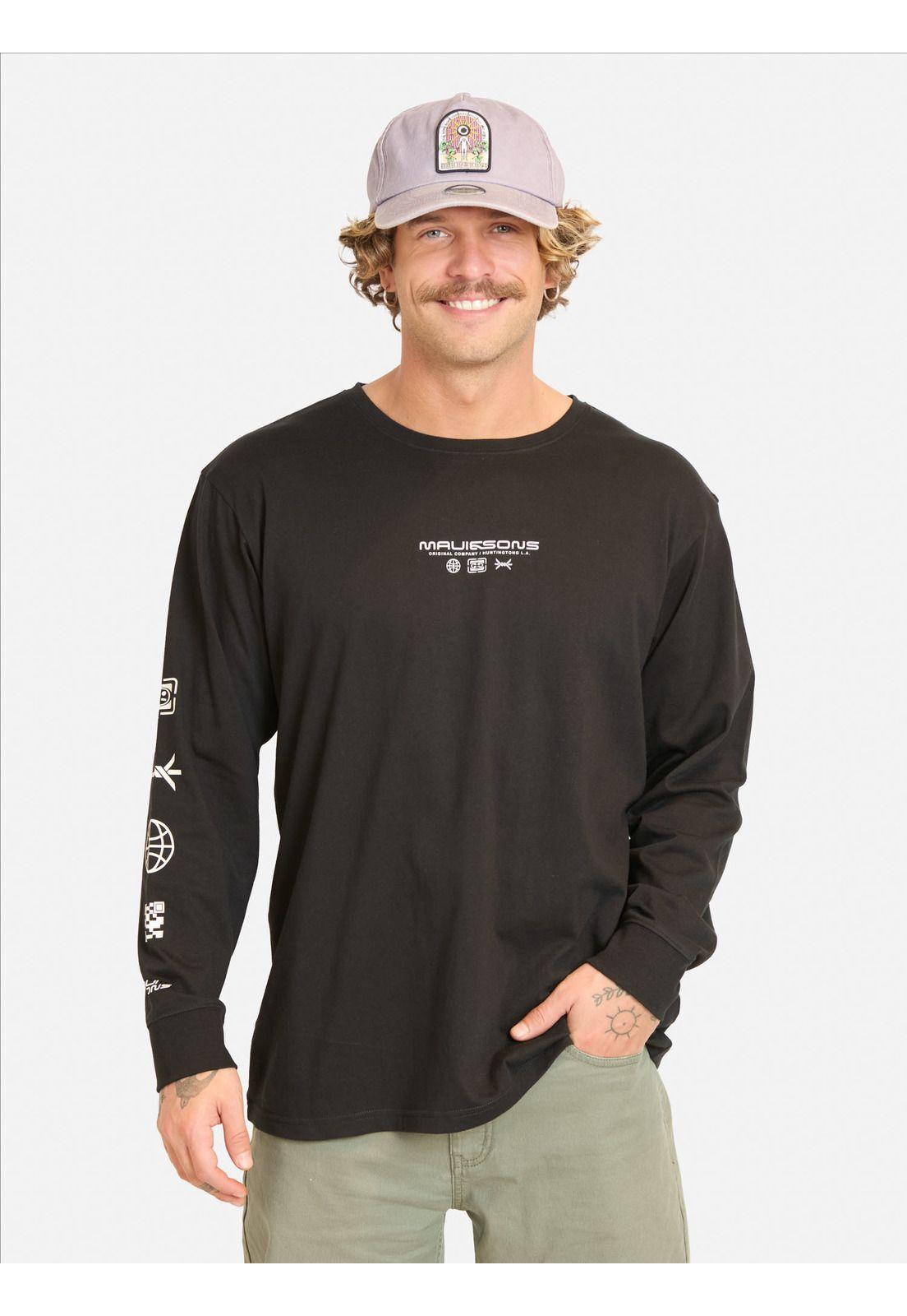 Polera ML Mopi Negro Hombre Maui And Sons-0