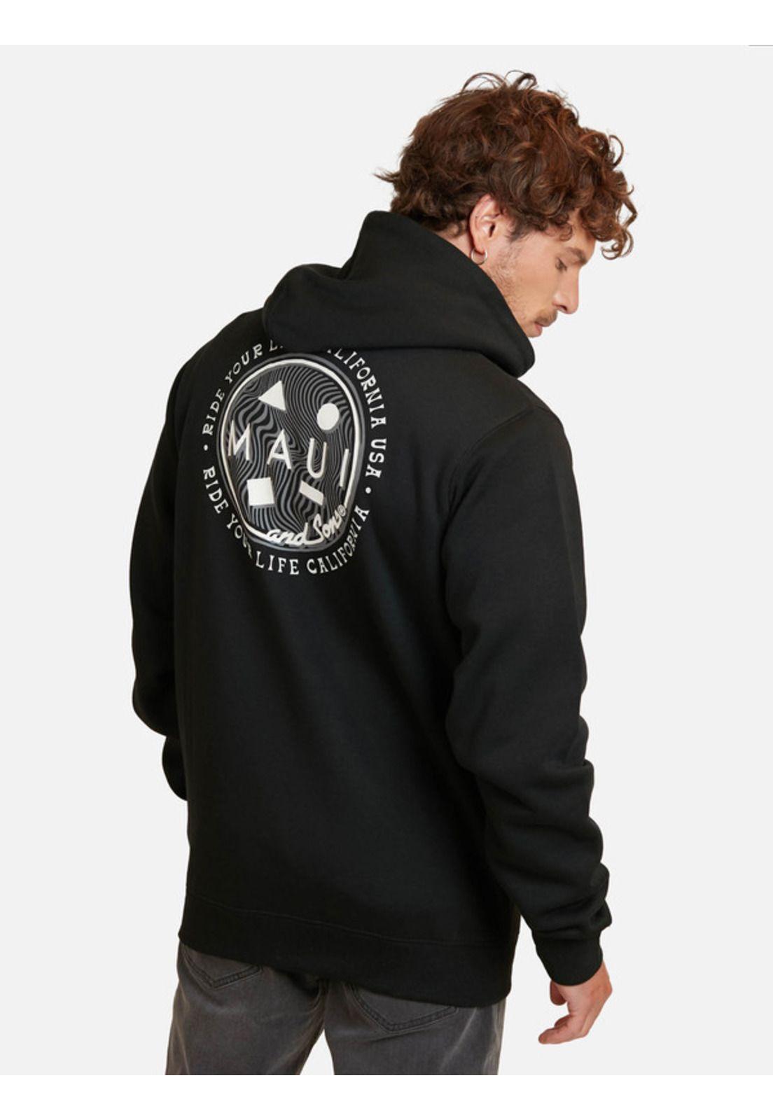 Poleron Visual Effect Hombre Negro Maui And Sons-1