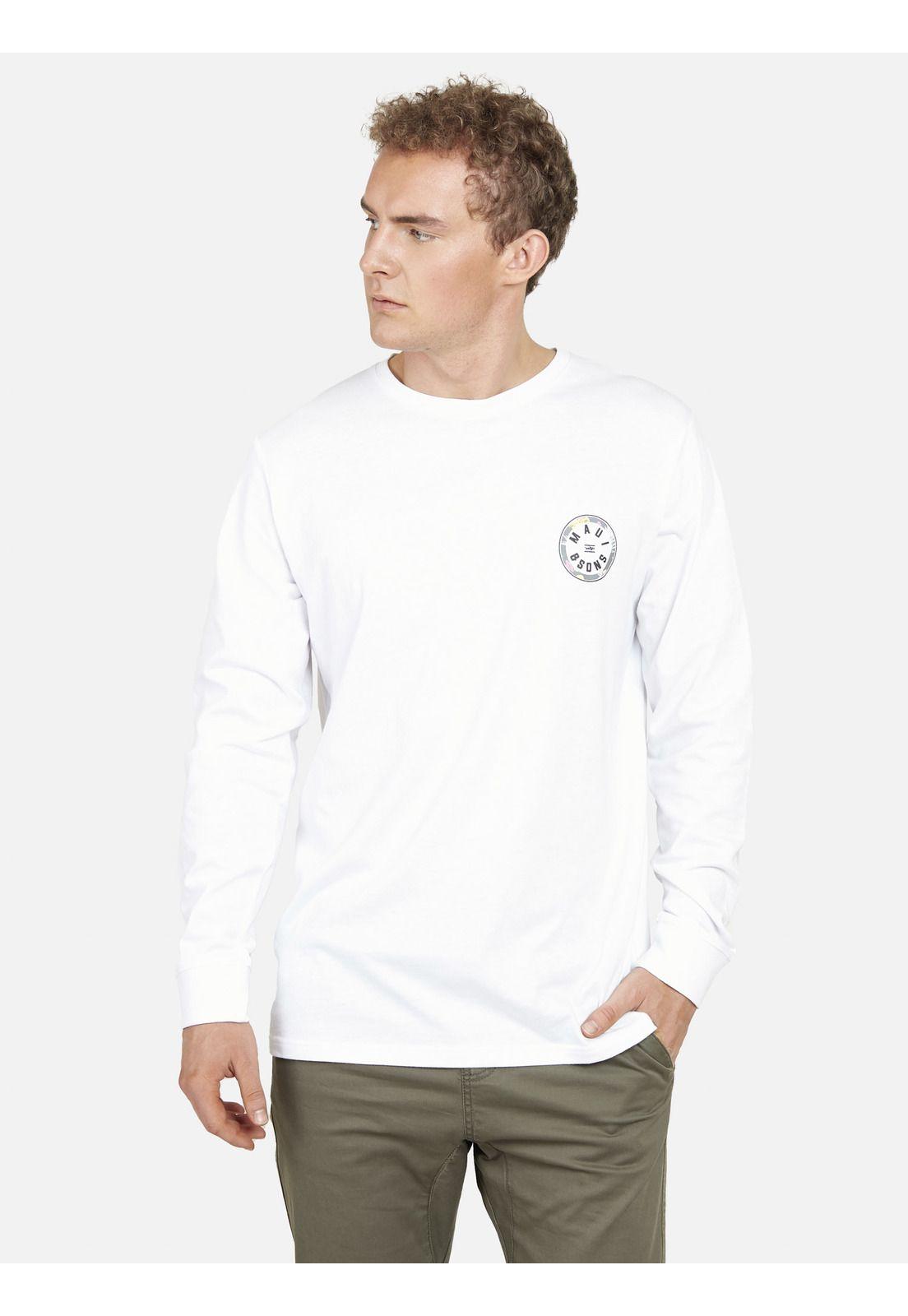 Polera HAWAIIAN SHIELD Hombre Blanco Maui and Sons-0