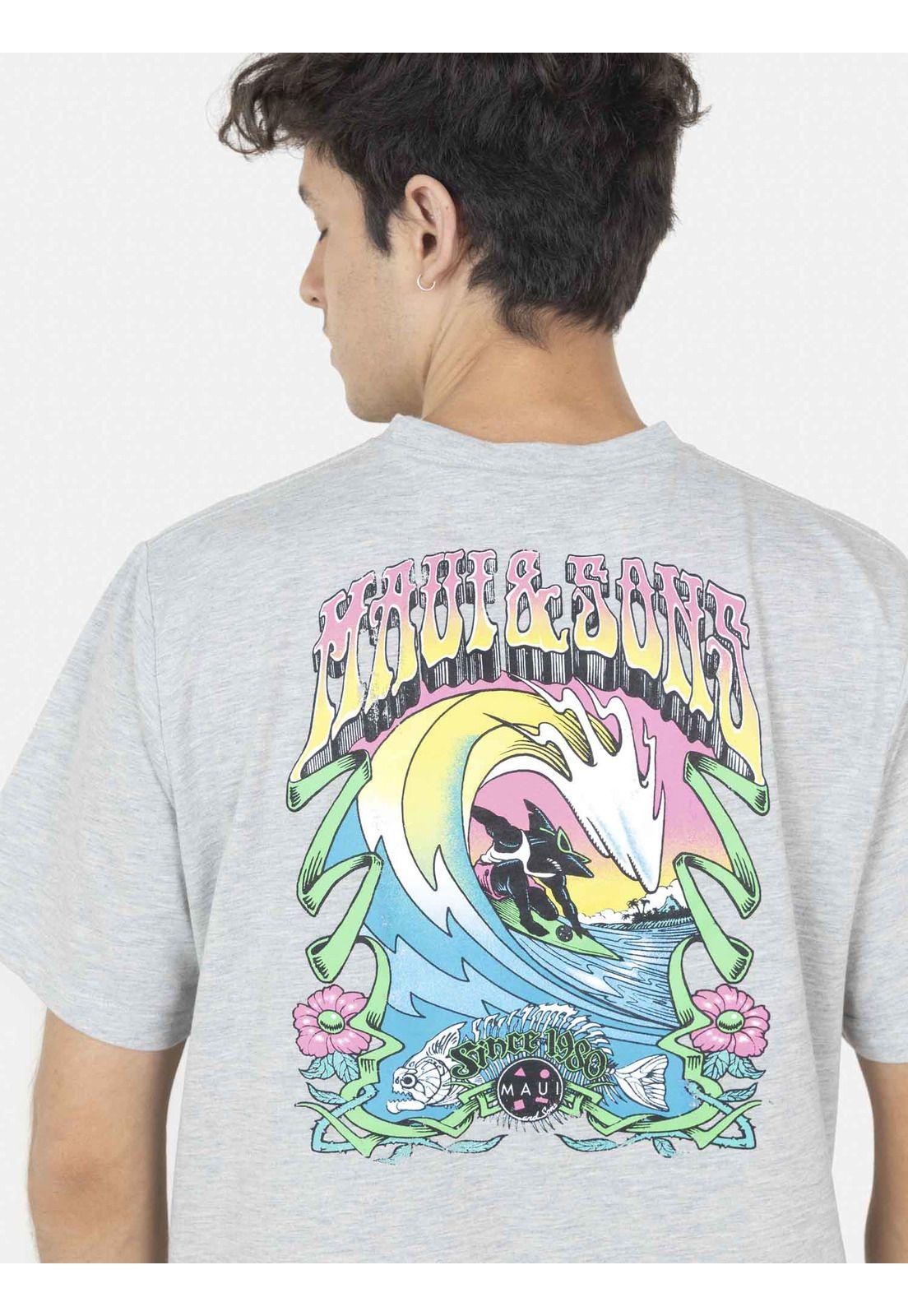Polera Sharkman surf S/S Tee Hombre Gris 5P401-MV22 Maui And Sons-2