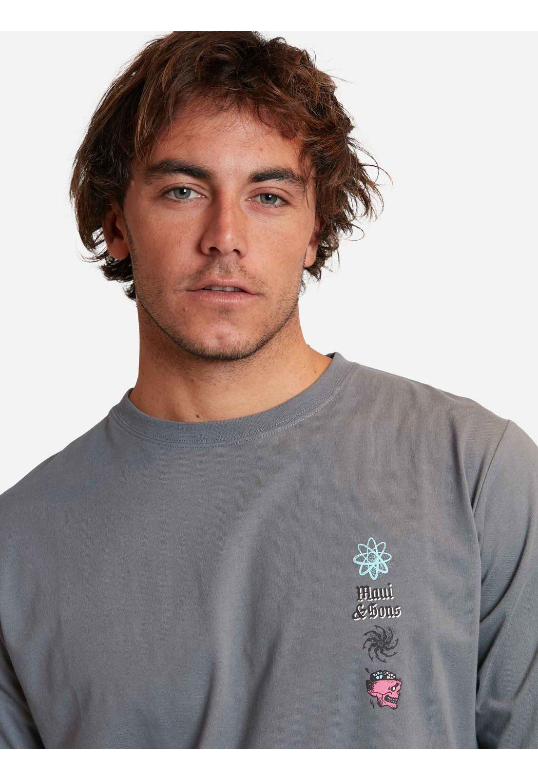 Polera skull punk tees Gris Oscuro Hombre Maui And Sons-2