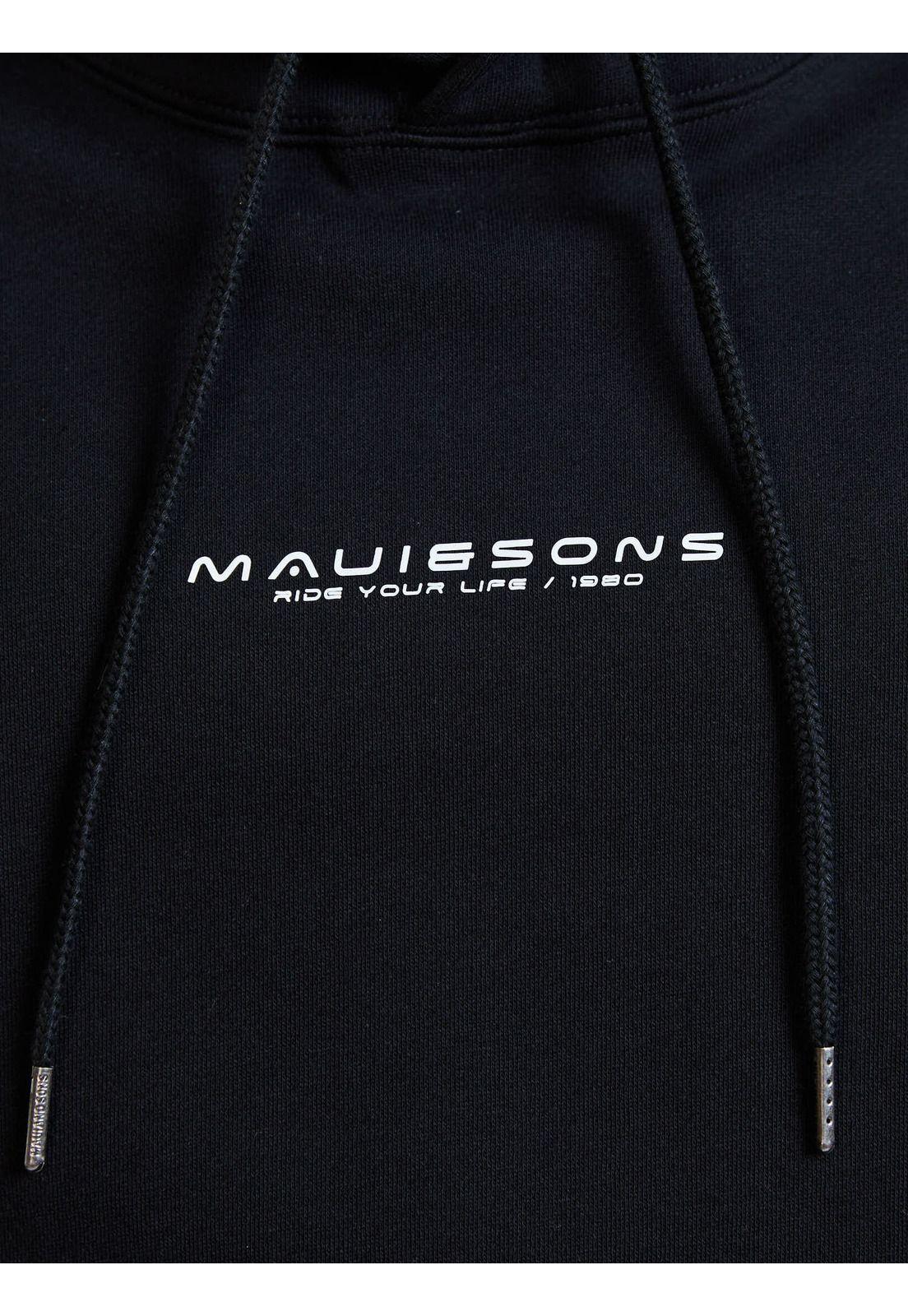 Poleron Canguro Script Negro Hombre Maui and Sons-4