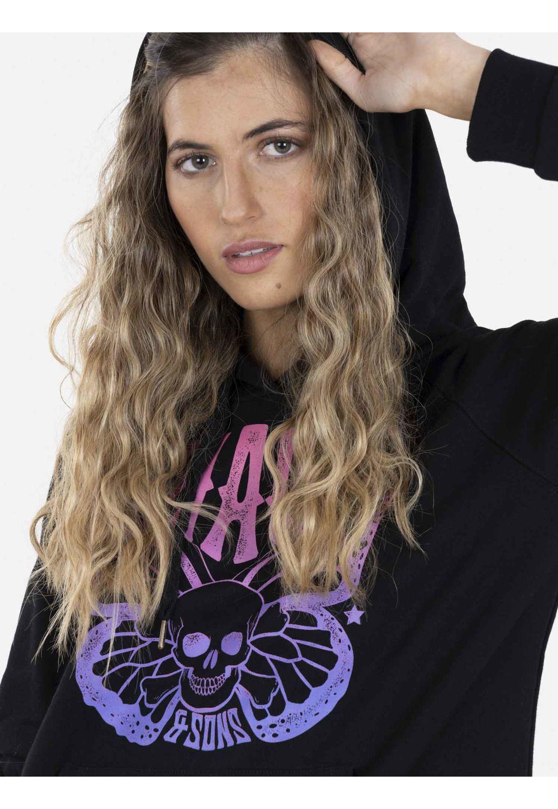 Poleron BUTTERFLY POWER HOODIE Mujer Negro Maui and Sons-2