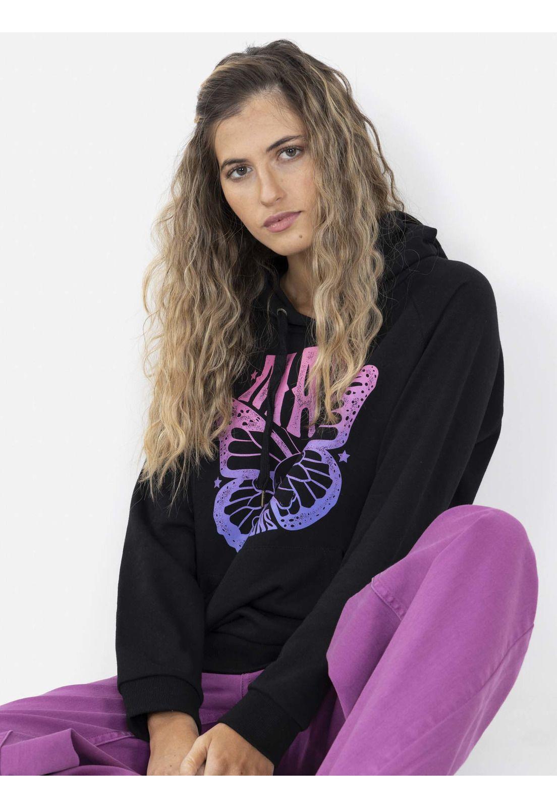 Poleron BUTTERFLY POWER HOODIE Mujer Negro Maui and Sons-3