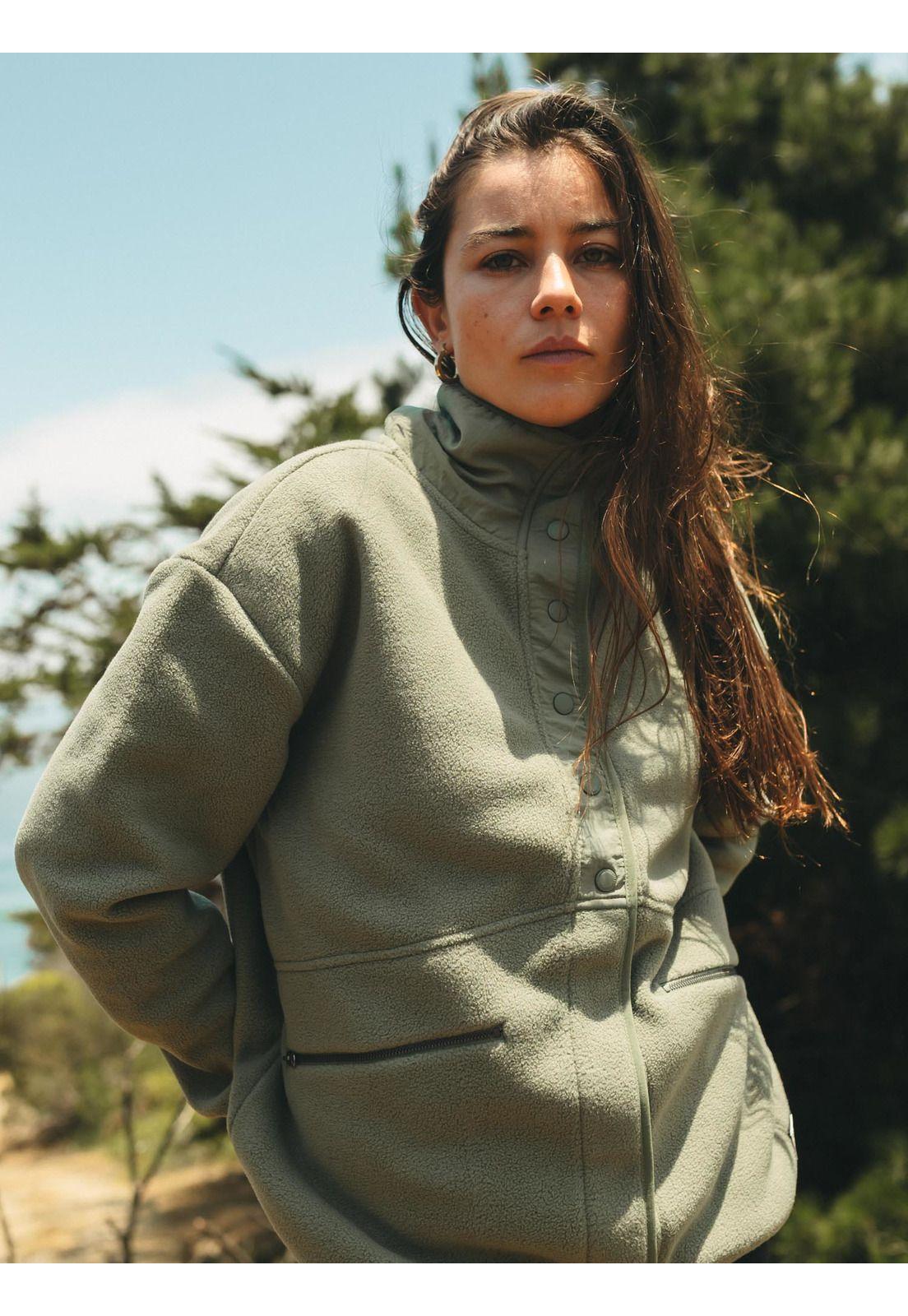 Poleron Polar Silver Green Verde Mujer Maui And Sons-0