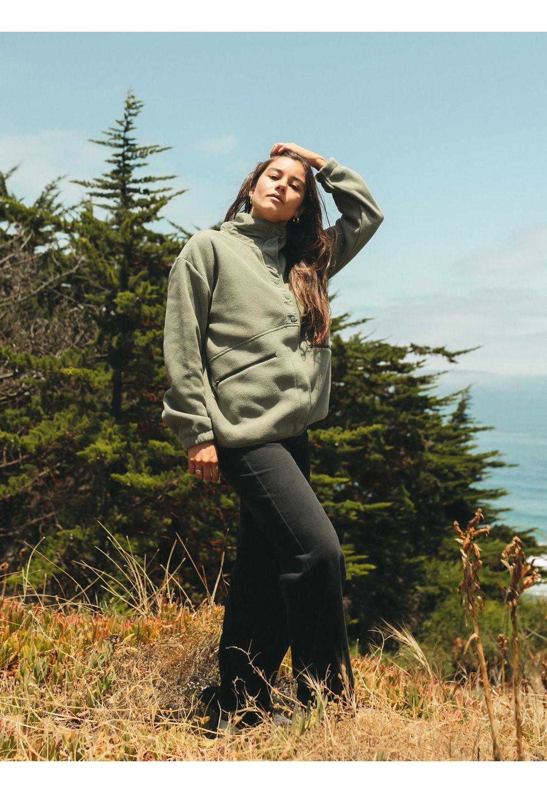 Poleron Polar Silver Green Verde Mujer Maui And Sons-3