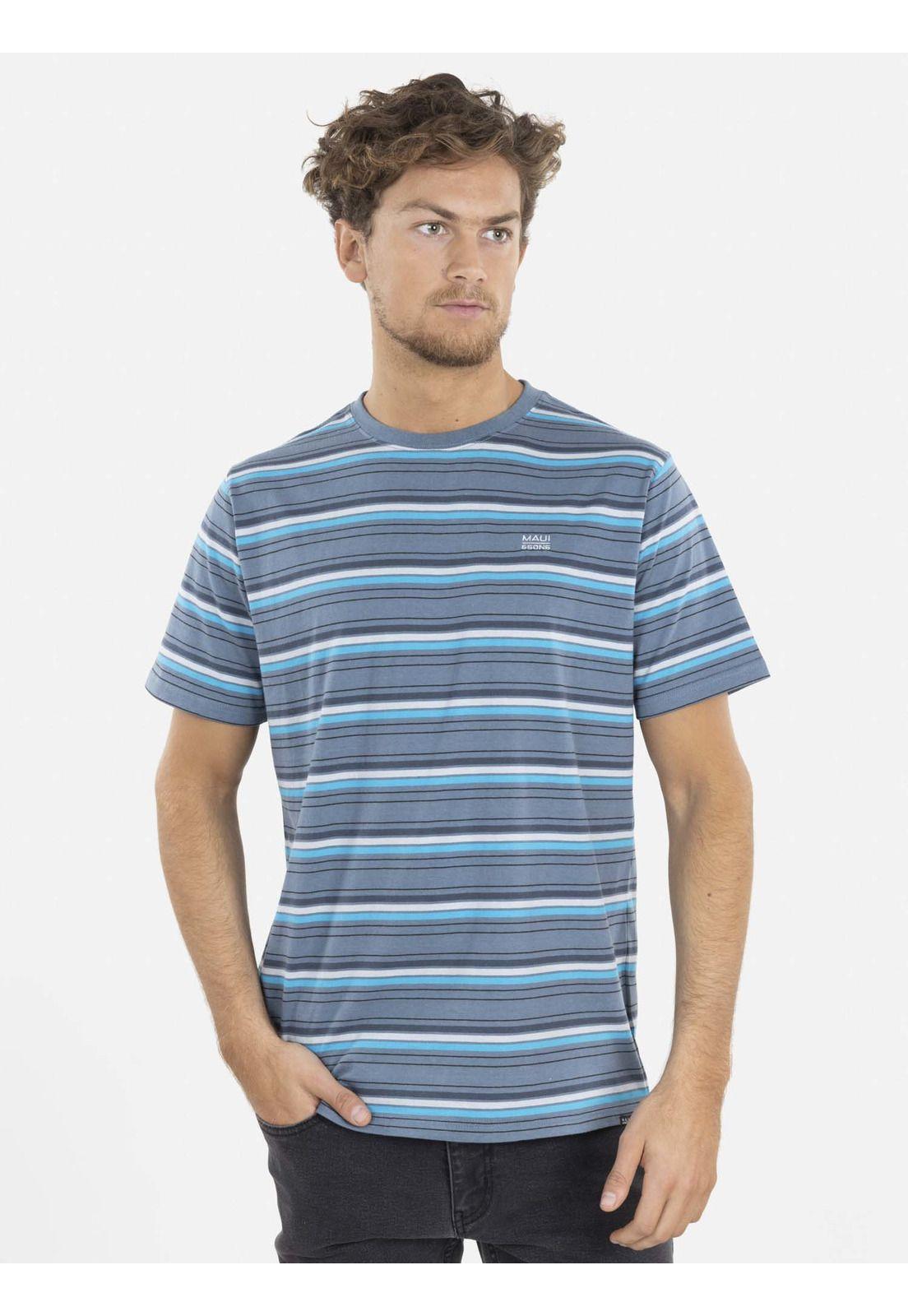 Polera YARN DYE Hombre Azul Maui and Sons-0