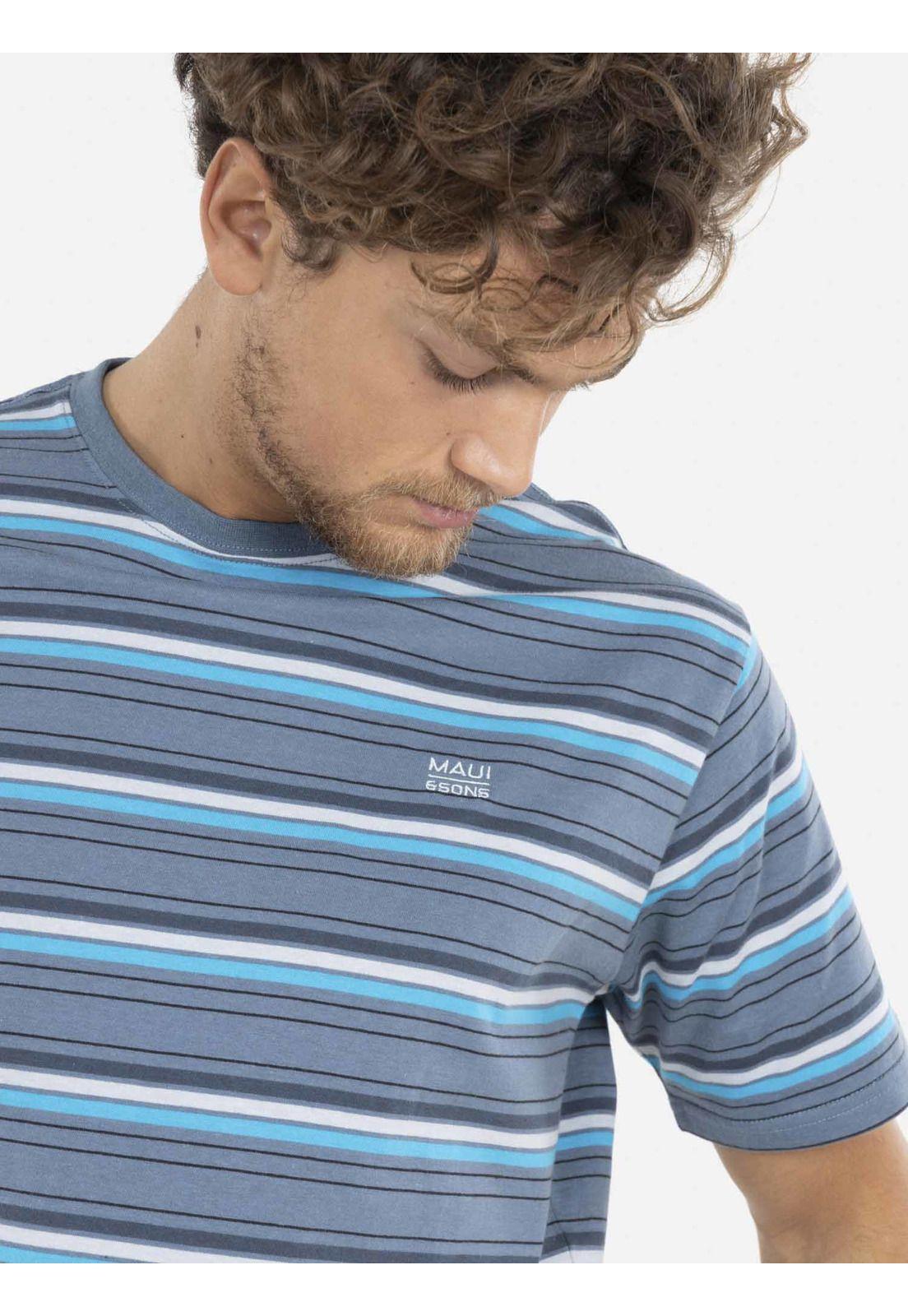 Polera YARN DYE Hombre Azul Maui and Sons-2