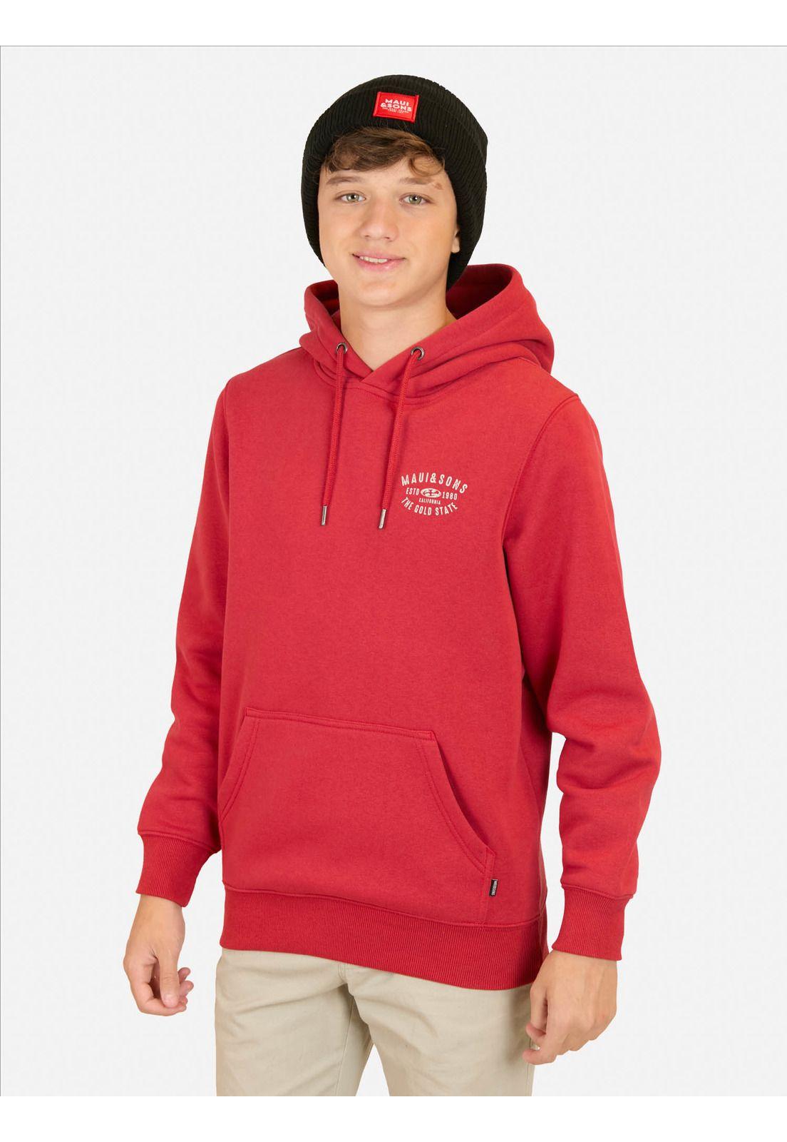 Poleron Canguro Beach Rojo Infantil Maui And Sons-0