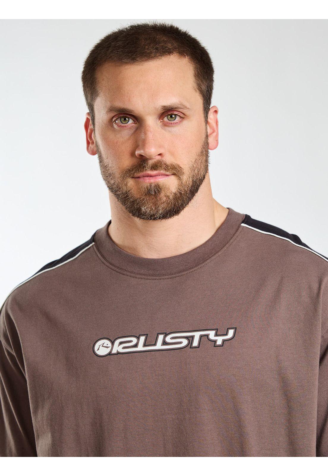 Polera Oversize Lexip Café Hombre Rusty-3