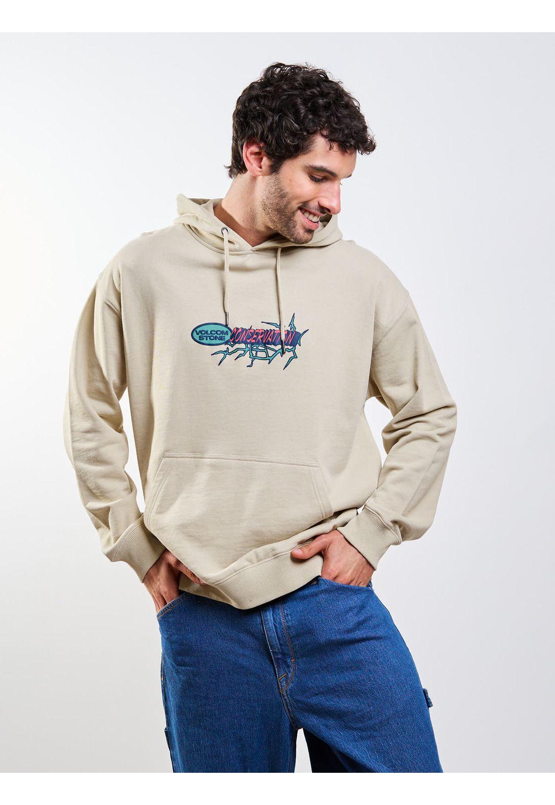 Poleron Canguro Vsc Tripper Po Beige Hombre Volcom-3