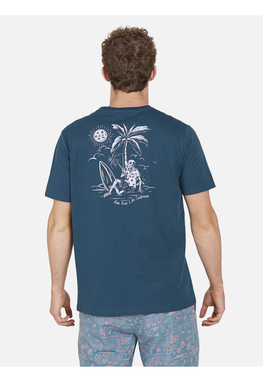 Polera SKULL RELAX Hombre Azul Maui and Sons-1