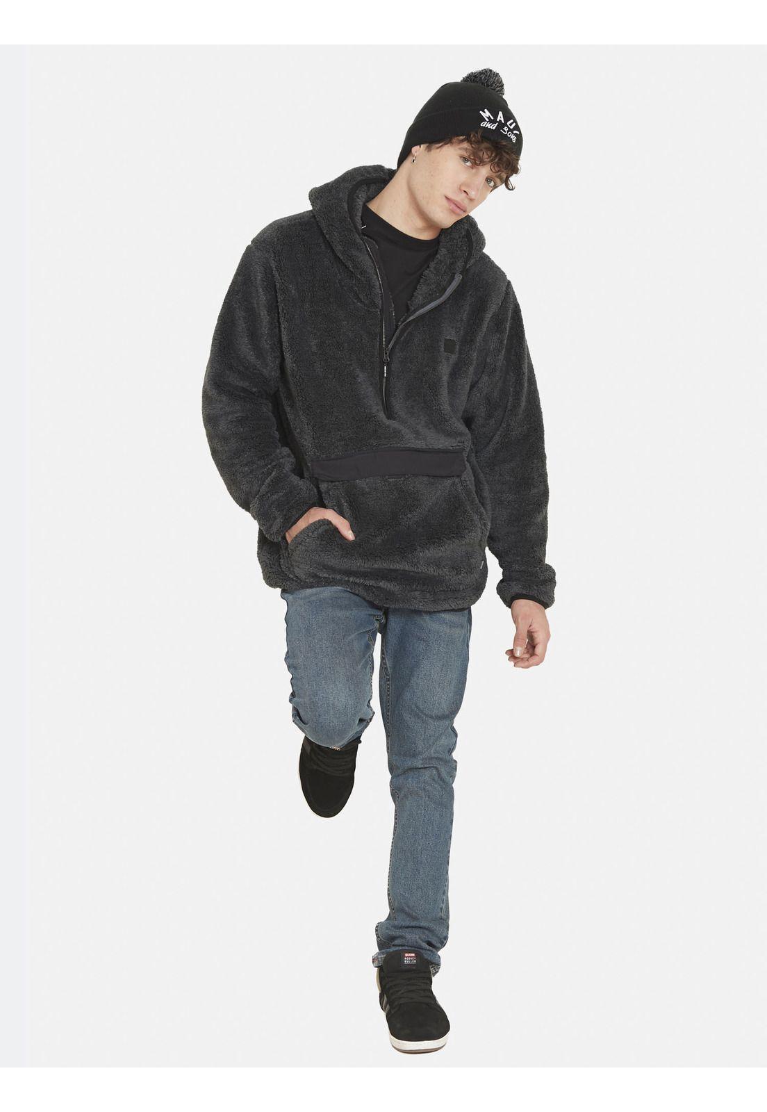 Poleron KANGUROO SHERPA Hombre Gris Maui and Sons-1