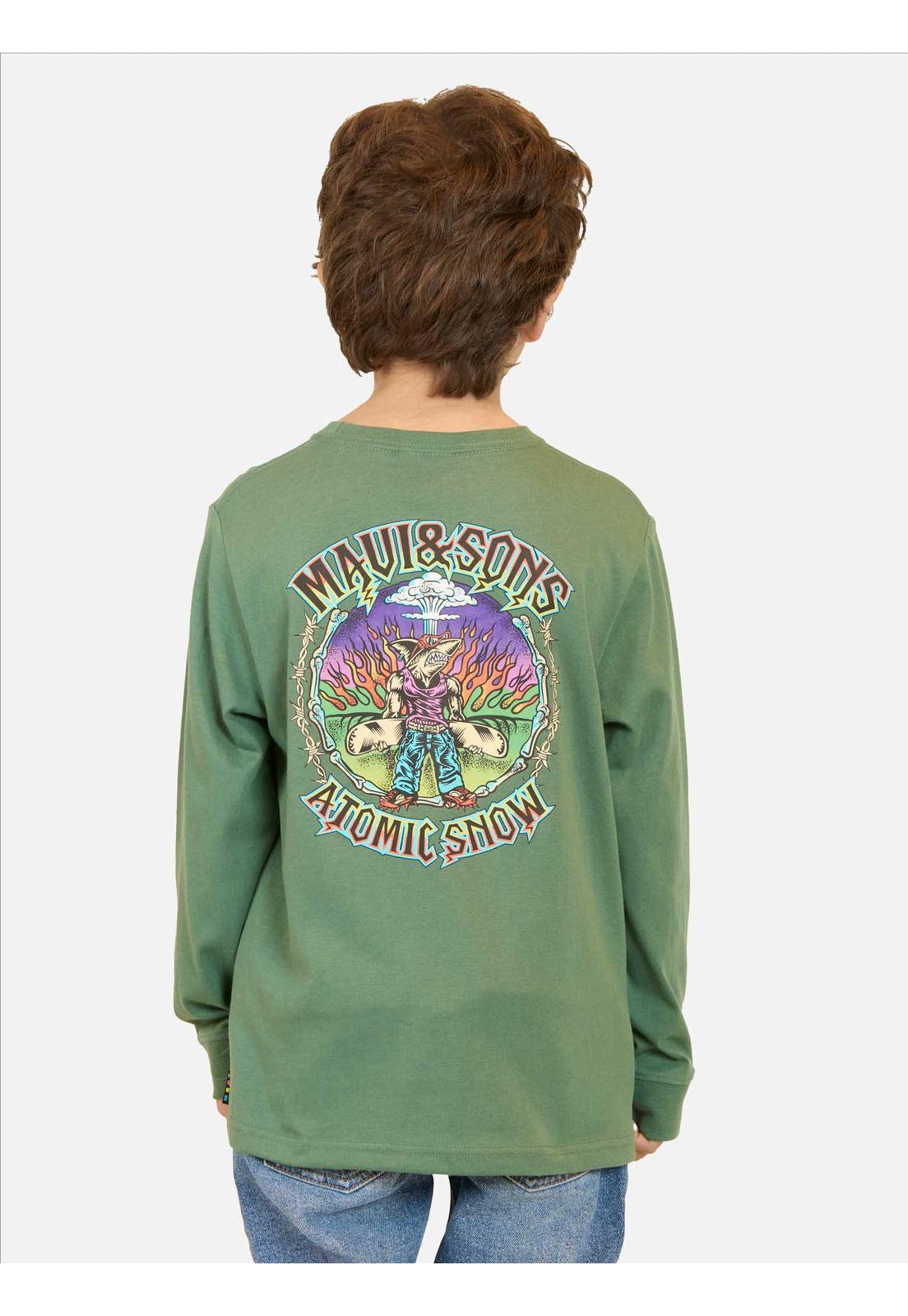 Polera ML Magma Flow Verde Infantil Maui And Sons-1
