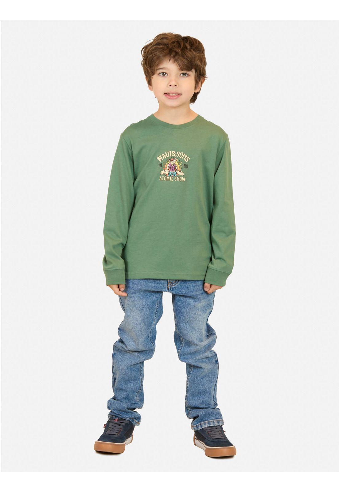 Polera ML Magma Flow Verde Infantil Maui And Sons-3