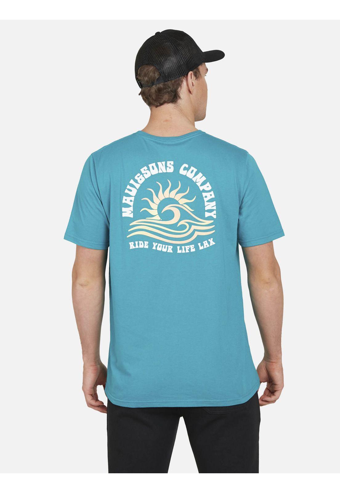 Polera WAVE AND SUN Hombre Celeste Maui and Sons-1