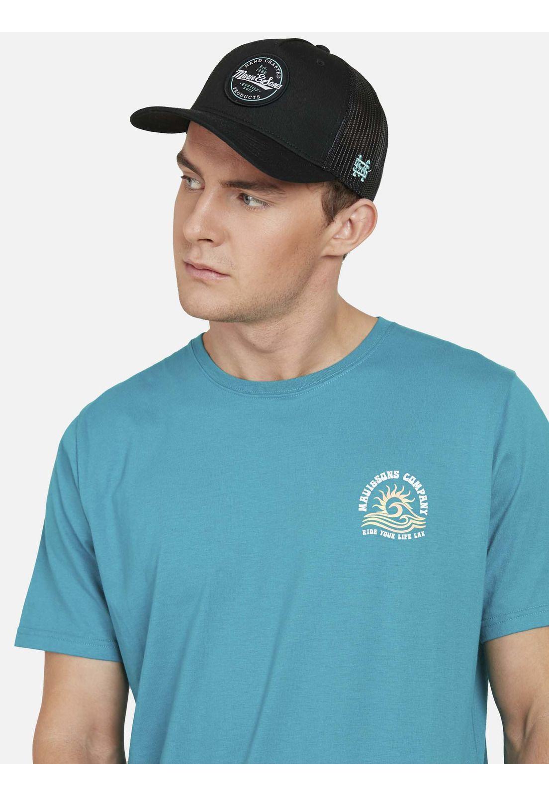 Polera WAVE AND SUN Hombre Celeste Maui and Sons-2