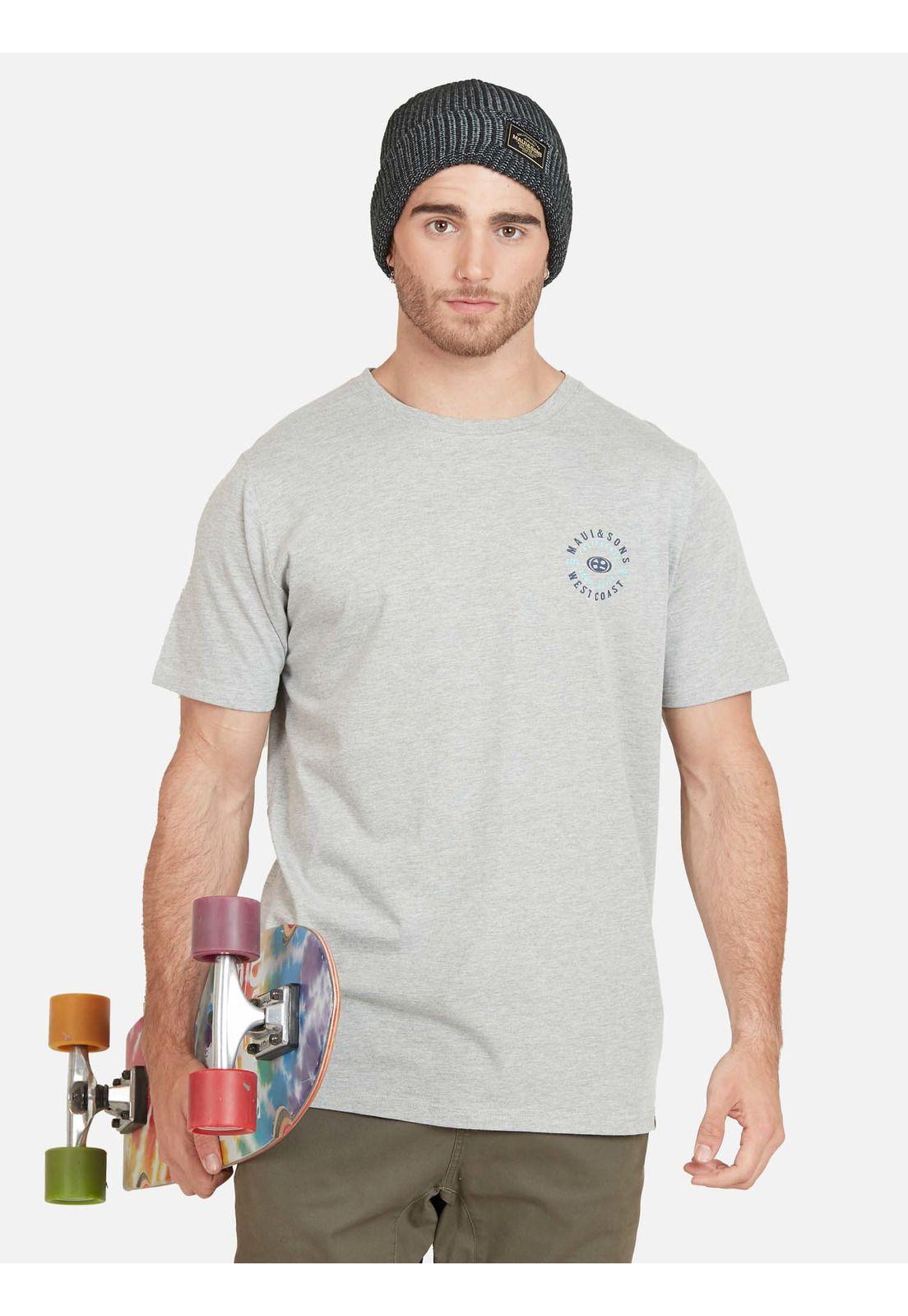 Polera WEST COAST SS TEE Hombre Gris Maui & Sons-0