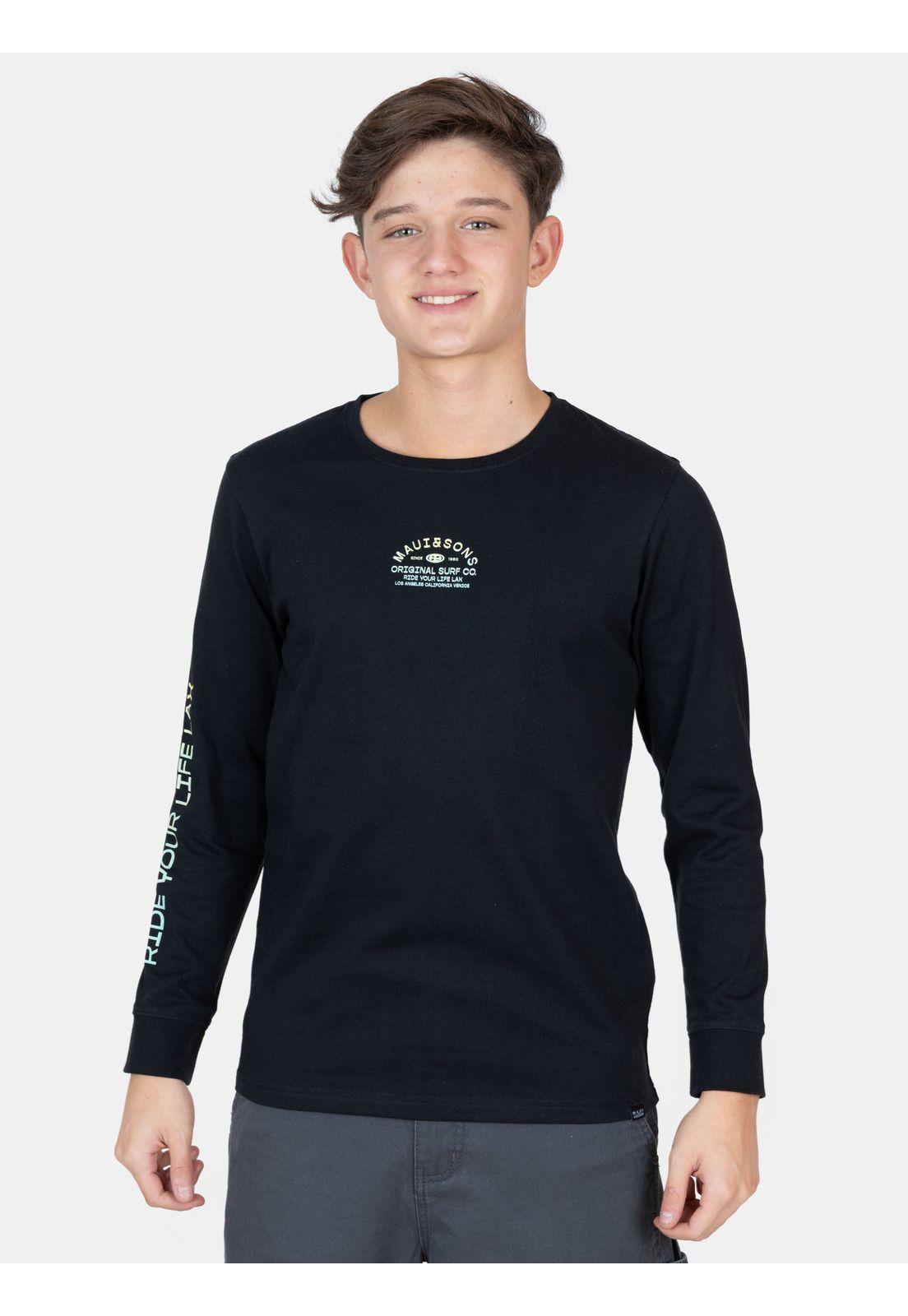 Polera ML ClearSun Negro Infantil Maui And Sons-0