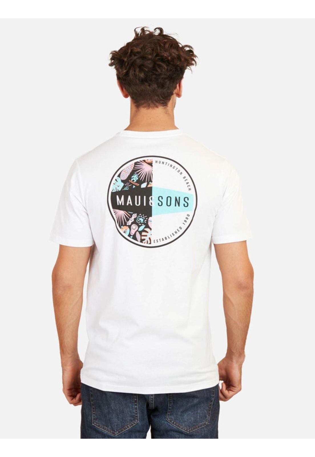 Polera Huntington Beach Tees Organic Hombre Blanco Maui And Sons-1