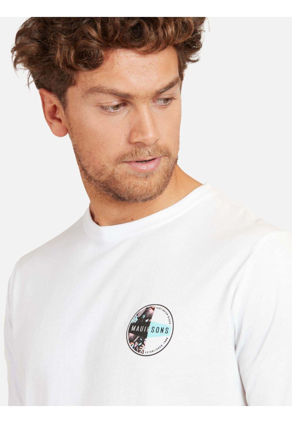 Polera Huntington Beach Tees Organic Hombre Blanco Maui And Sons-2