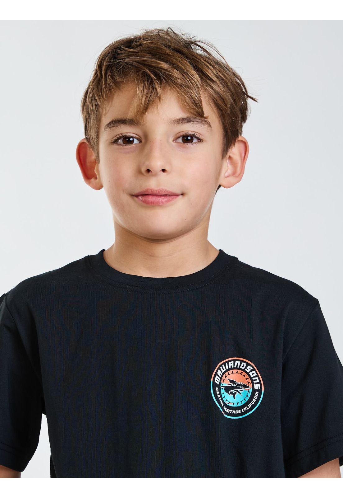 Polera MC Shild Negro Infantil Maui and Sons-4