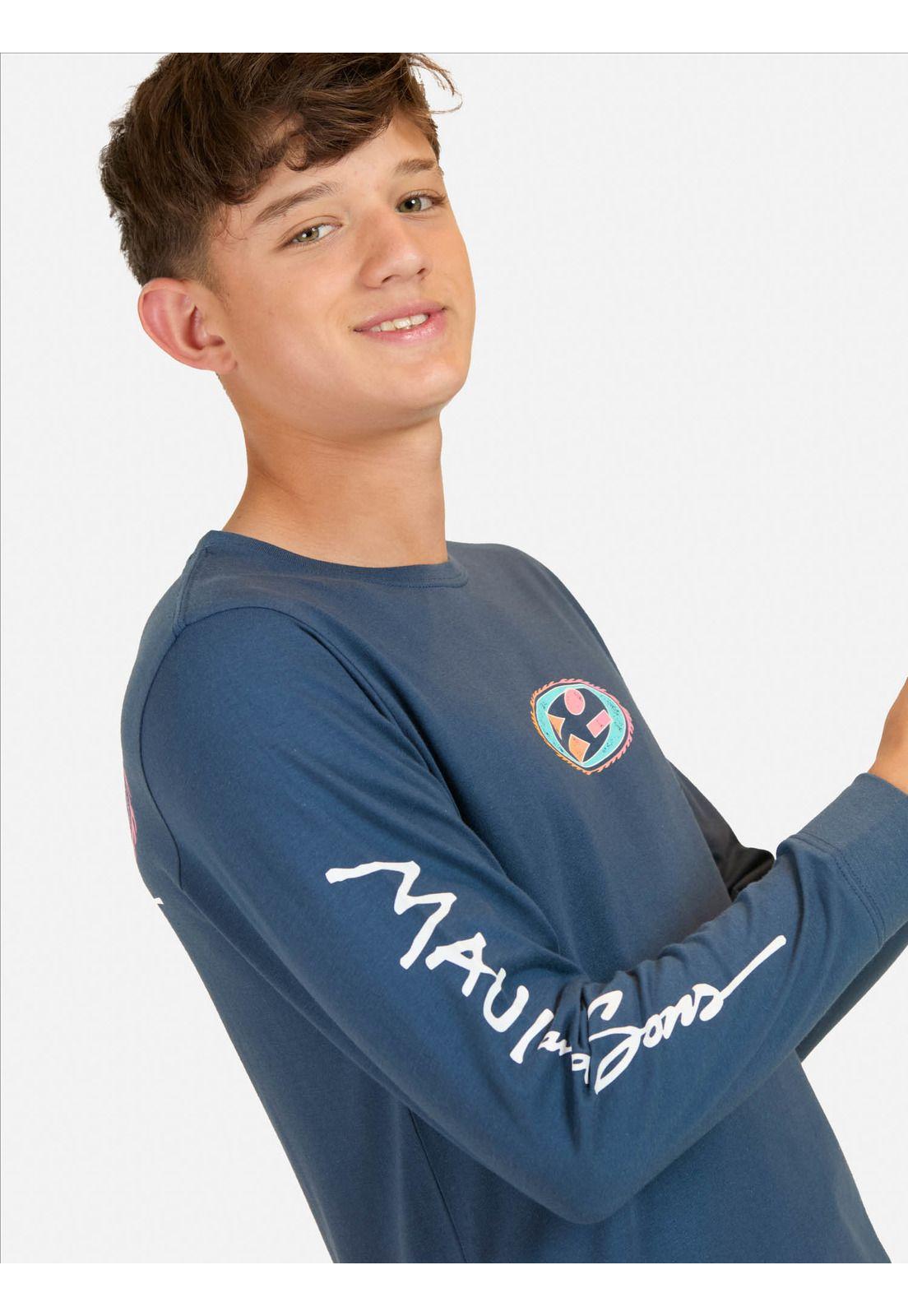 Polera ML Mai Tai Celeste Infantil Maui And Sons-2