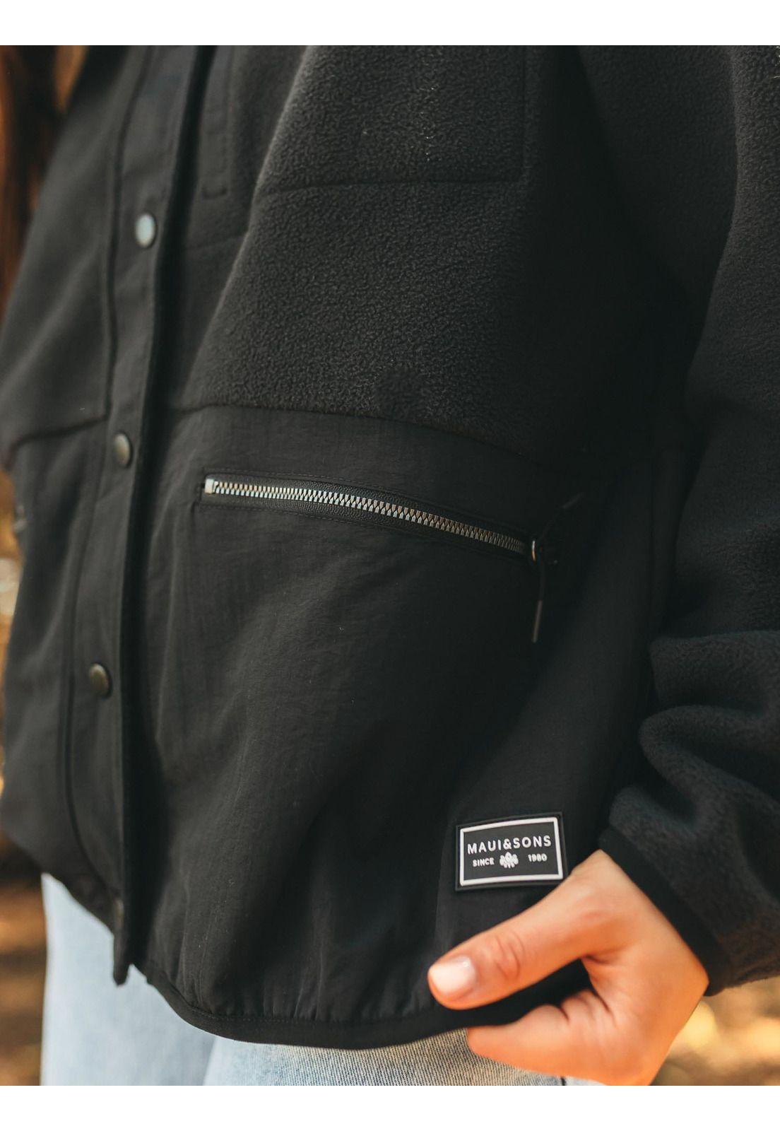 Poleron Polar Ecru Negro Mujer Maui And Sons-1