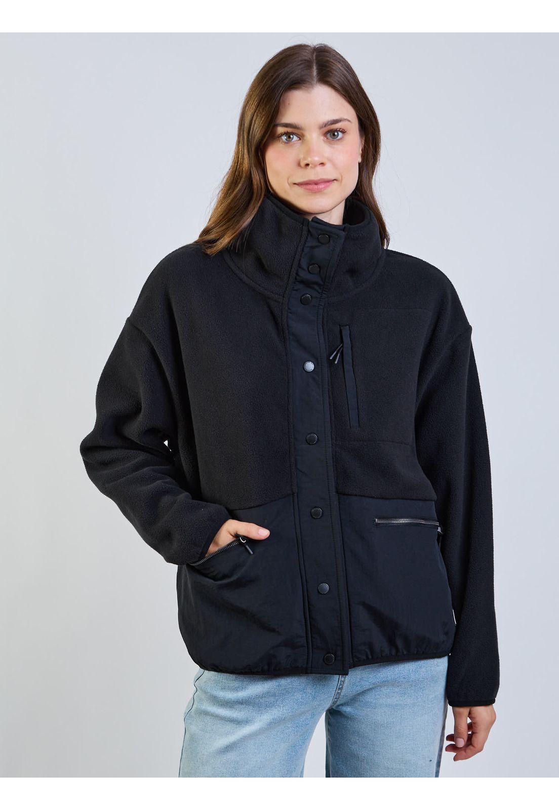 Poleron Polar Ecru Negro Mujer Maui And Sons-4