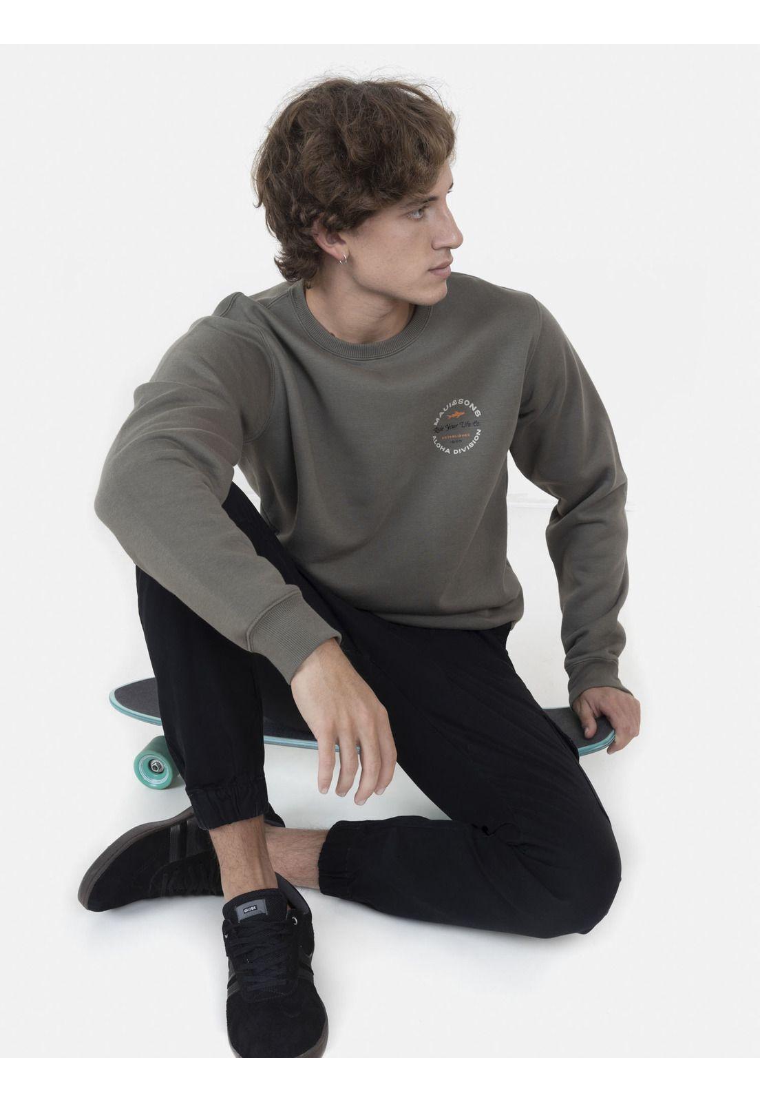 Poleron Hombre ALOHA DIVISION CREW Verde Maui and Sons-3