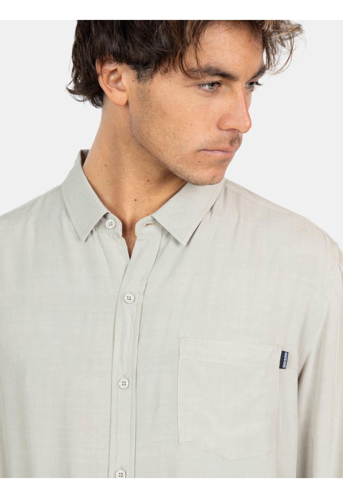 Camisa ML Sunset Shore Khaki Hombre Maui And Sons-3