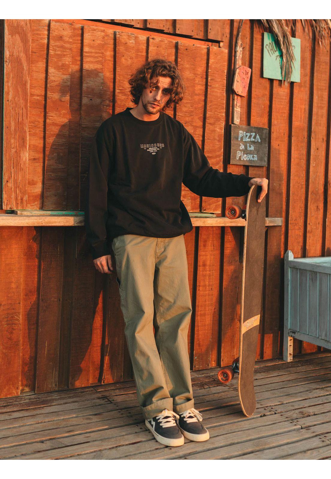 Poleron CR Original Crew Negro Hombre Maui And Sons-0