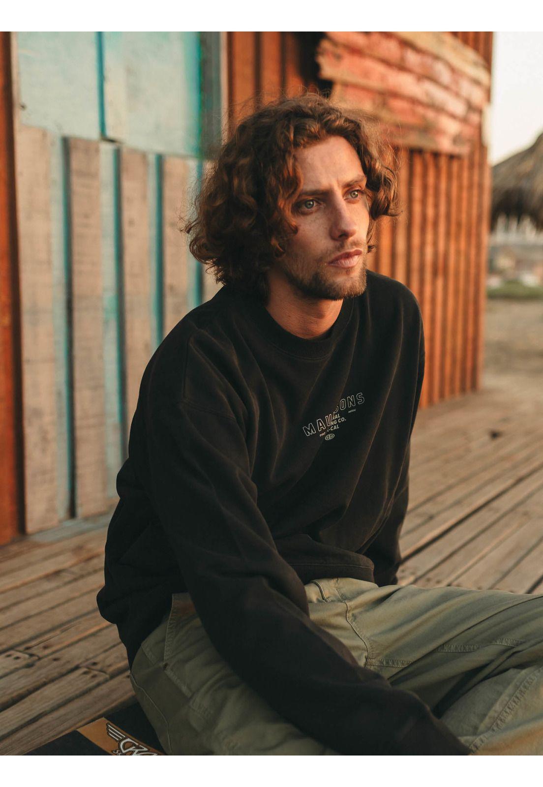 Poleron CR Original Crew Negro Hombre Maui And Sons-2