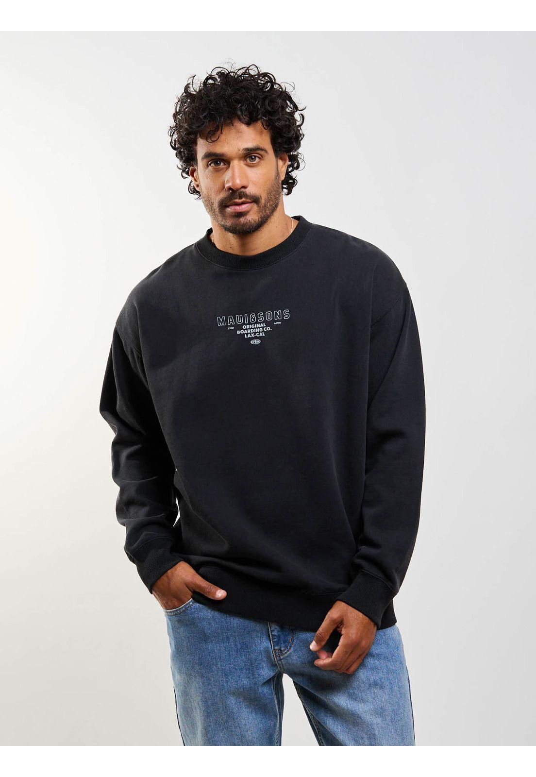 Poleron CR Original Crew Negro Hombre Maui And Sons-5