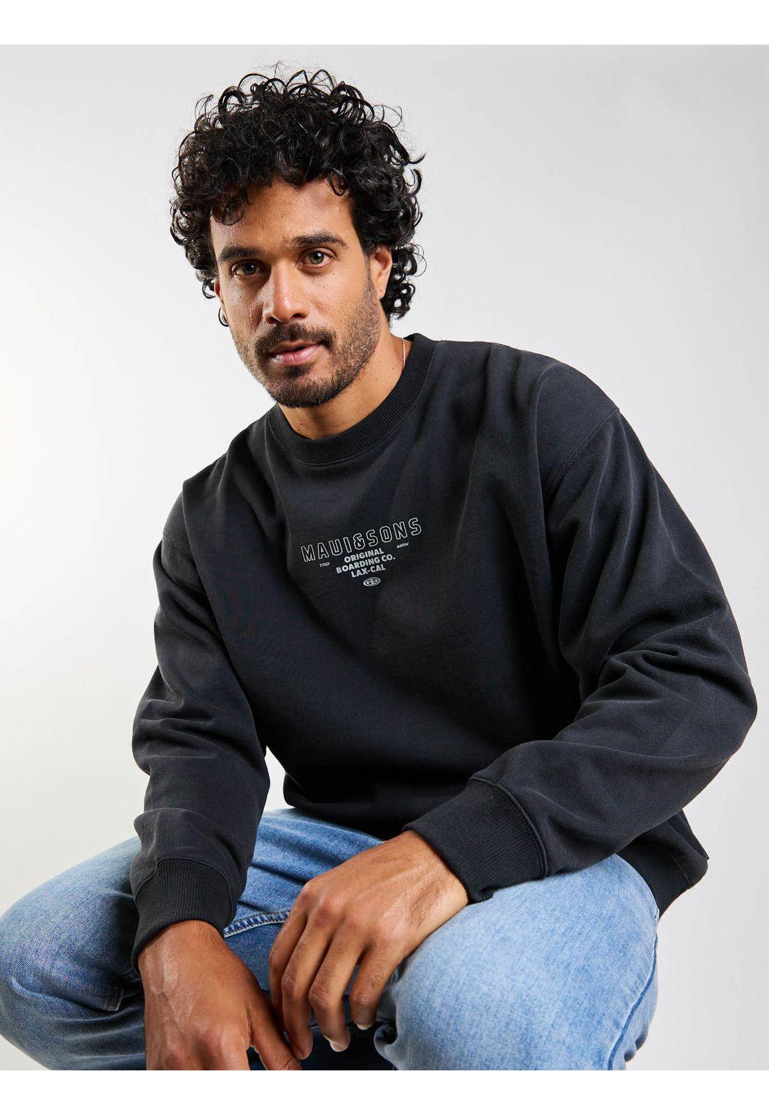 Poleron CR Original Crew Negro Hombre Maui And Sons-9