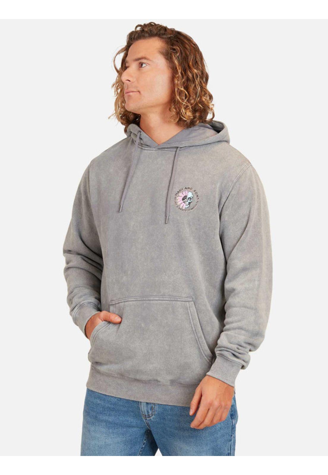 Poleron Flowers Kalaka Hombre Gris Maui And Sons-0