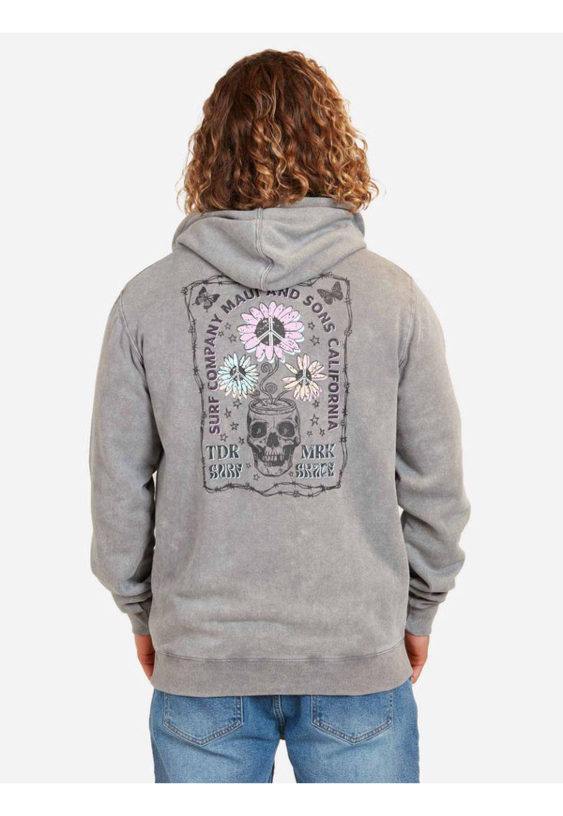 Poleron Flowers Kalaka Hombre Gris Maui And Sons-1