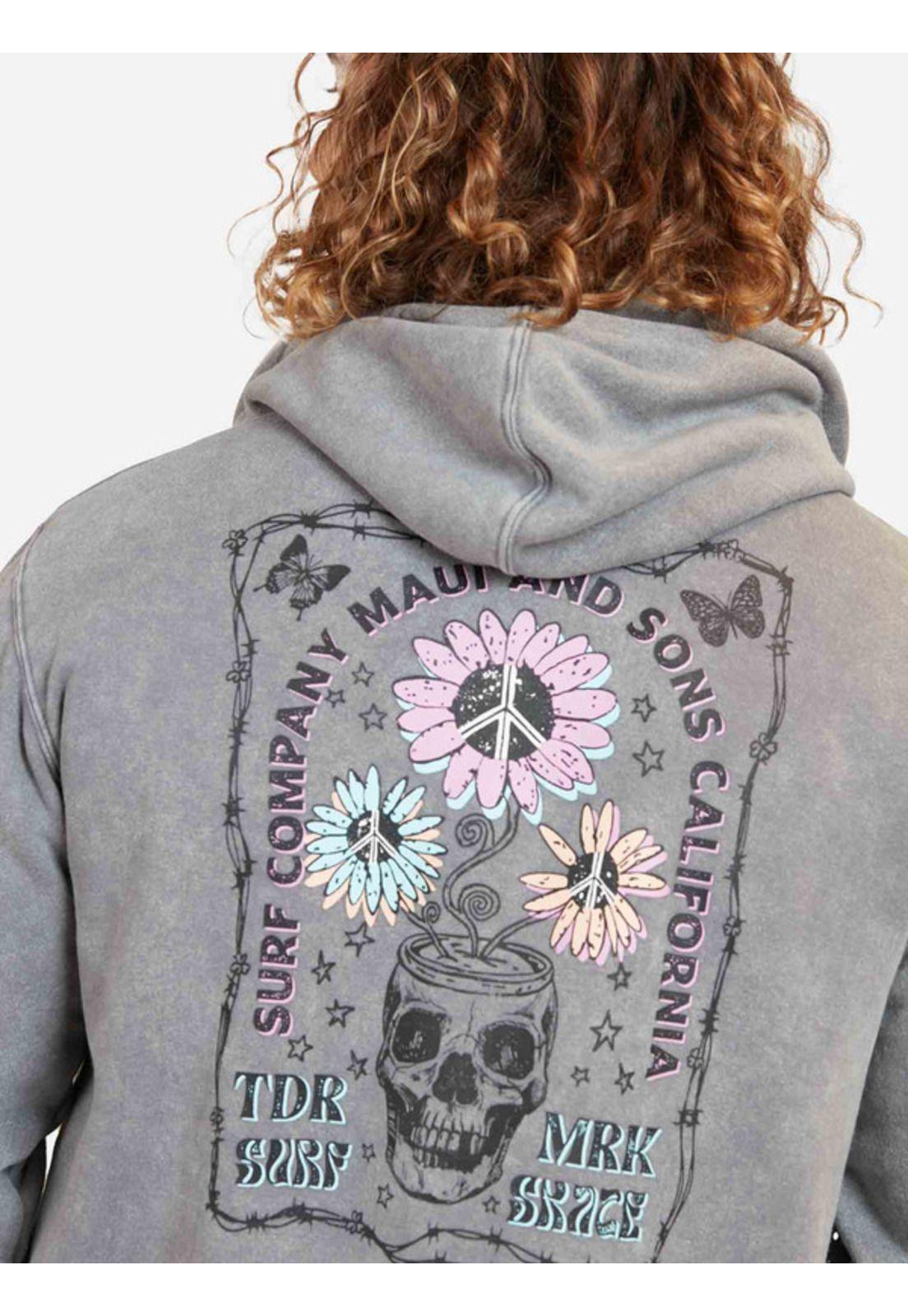 Poleron Flowers Kalaka Hombre Gris Maui And Sons-2