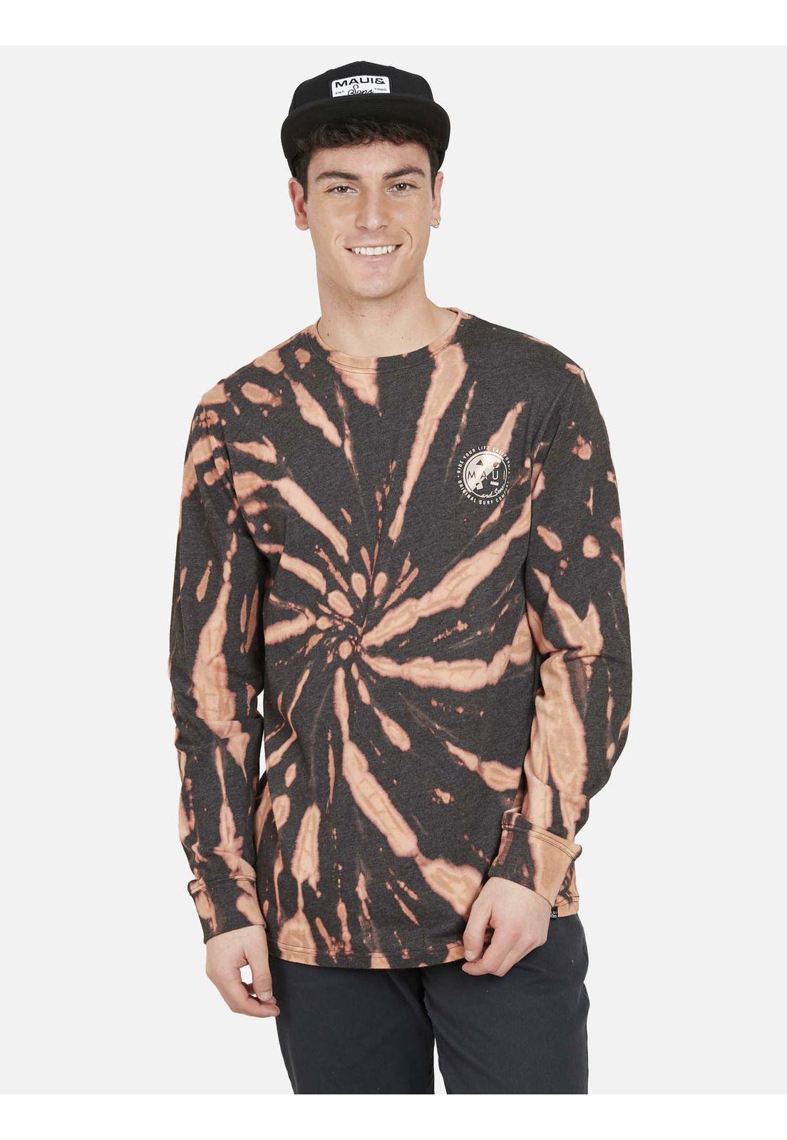 Polera BLEACH TIE DYE LS Hombre Multicolor Maui and Sons-0